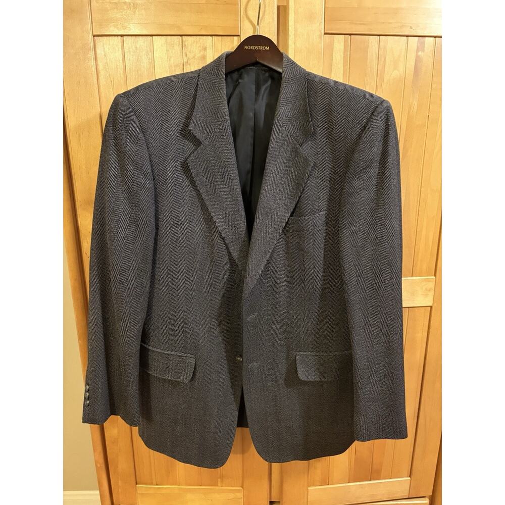 PETROCELLI Mens 40R Gray Herringbone Wool Blend Blazer Sport Coat Jacket